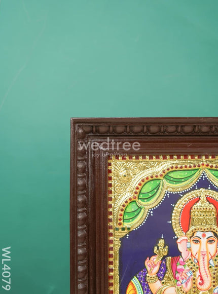 Tanjore Painting - Ganesha - Flat (Gold Foil) - 15x12 inch - WL4079