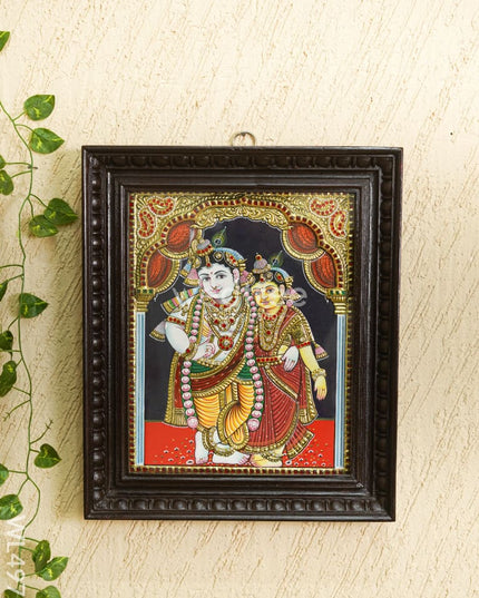 Tanjore Painting - Radha-Krishna - Semi Embossed - 15x12 inch - WL4972