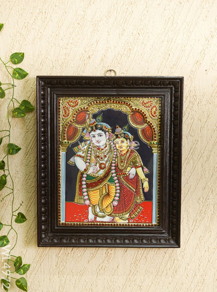 Tanjore Painting - Radha-Krishna - Semi Embossed - 15x12 inch - WL4972