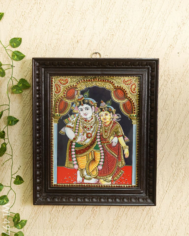 Tanjore Painting - Radha-Krishna - Semi Embossed - 15x12 inch - WL4972