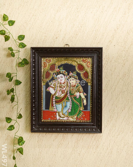 Tanjore Painting - Radha-Krishna - Semi Embossed - 15x12 inch - WL4972