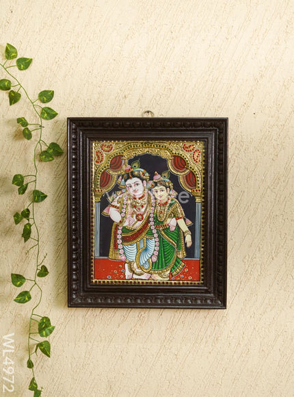 Tanjore Painting - Radha-Krishna - Semi Embossed - 15x12 inch - WL4972