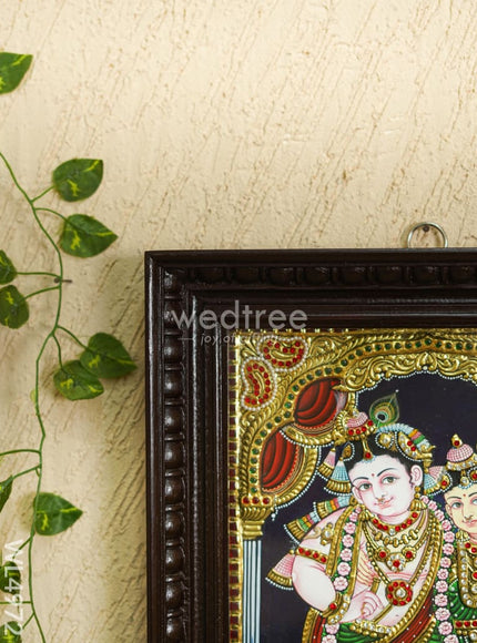 Tanjore Painting - Radha-Krishna - Semi Embossed - 15x12 inch - WL4972