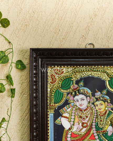 Tanjore Painting - Radha-Krishna - Semi Embossed - 15x12 inch - WL4972