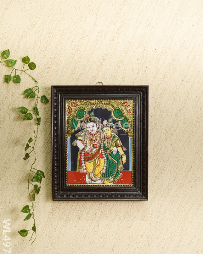 Tanjore Painting - Radha-Krishna - Semi Embossed - 15x12 inch - WL4972