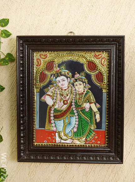 Tanjore Painting - Radha-Krishna - Semi Embossed - 15x12 inch - WL4972