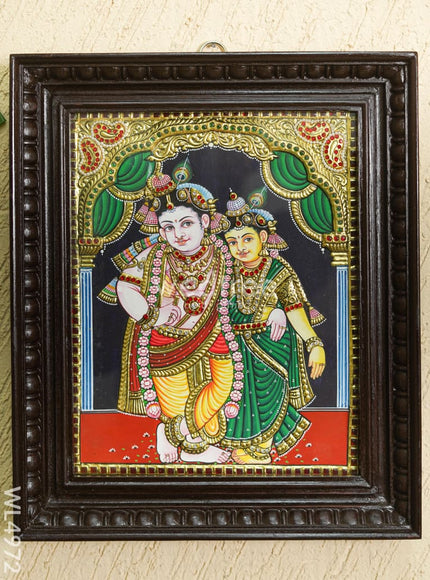 Tanjore Painting - Radha-Krishna - Semi Embossed - 15x12 inch - WL4972