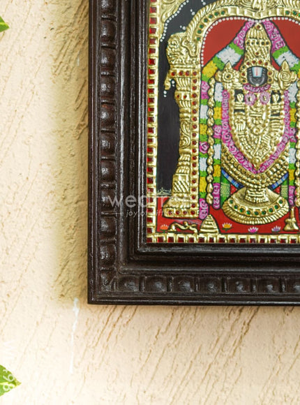 Tanjore Painting - Tirupathi Balaji - Flat (Gold Foil) - 10x8 inch - WL4988