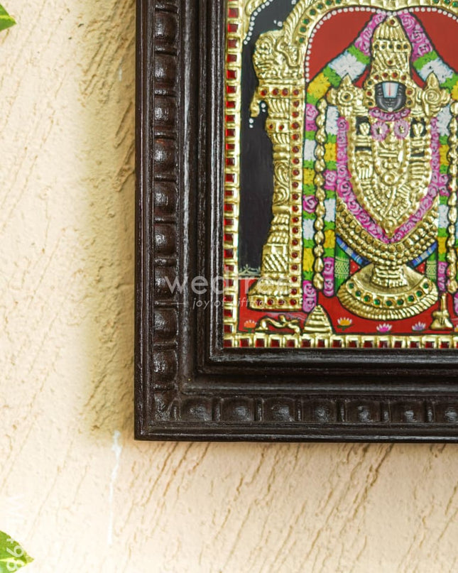 Tanjore Painting - Tirupathi Balaji - Flat (Gold Foil) - 10x8 inch - WL4988
