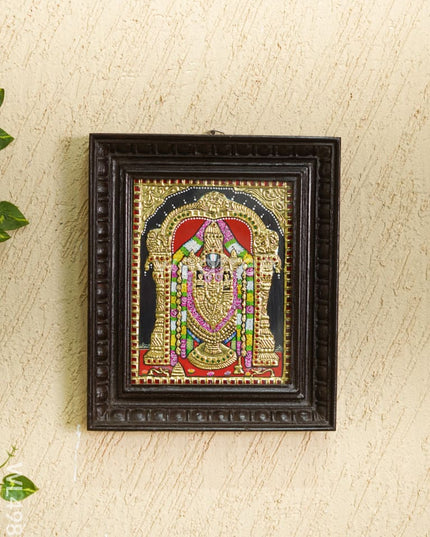 Tanjore Painting - Tirupathi Balaji - Flat (Gold Foil) - 10x8 inch - WL4988