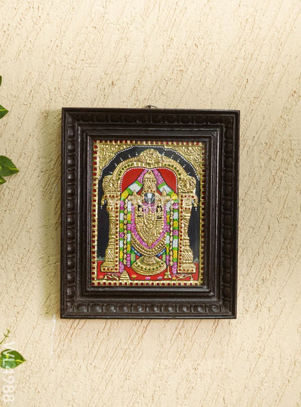 Tanjore Painting - Tirupathi Balaji - Flat (Gold Foil) - 10x8 inch - WL4988