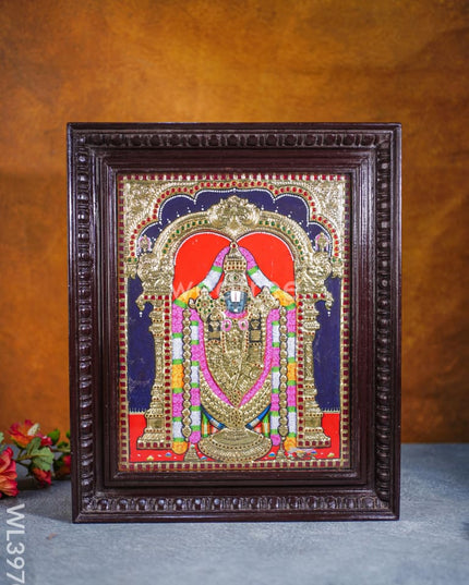 Tanjore Painting - Tirupathi Balaji - Flat (Gold Foil) - 15x12 inch - WL3970