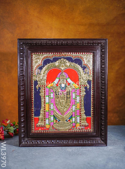 Tanjore Painting - Tirupathi Balaji - Flat (Gold Foil) - 15x12 inch - WL3970