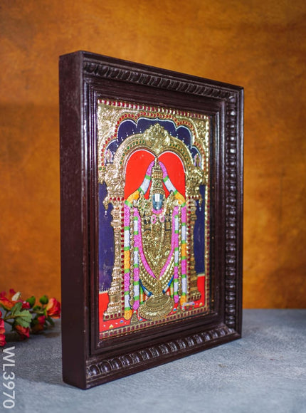 Tanjore Painting - Tirupathi Balaji - Flat (Gold Foil) - 15x12 inch - WL3970