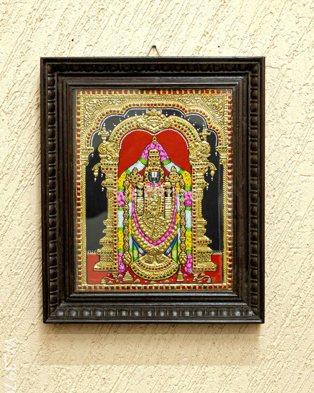 Tanjore Painting - Tirupathi Balaji - Flat (Gold Foil) - 15x12 inch - WL3970