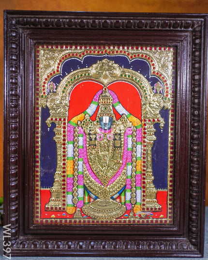 Tanjore Painting - Tirupathi Balaji - Flat (Gold Foil) - 15x12 inch - WL3970