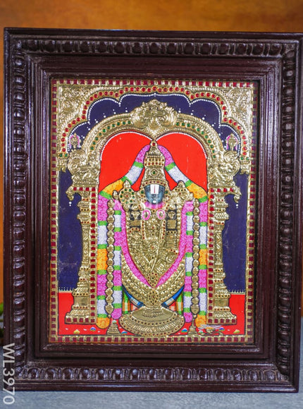 Tanjore Painting - Tirupathi Balaji - Flat (Gold Foil) - 15x12 inch - WL3970