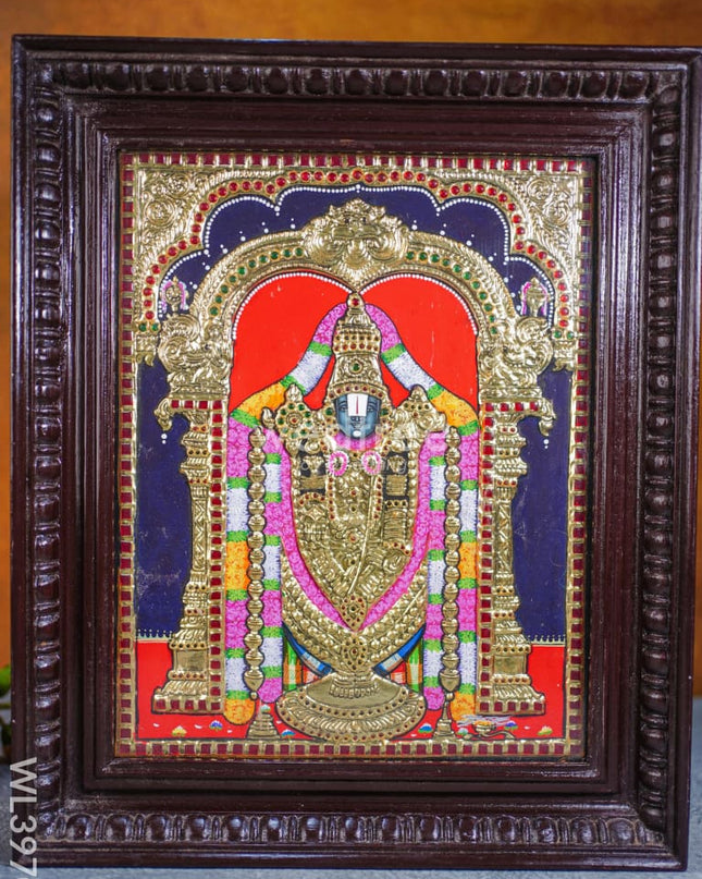Tanjore Painting - Tirupathi Balaji - Flat (Gold Foil) - 15x12 inch - WL3970