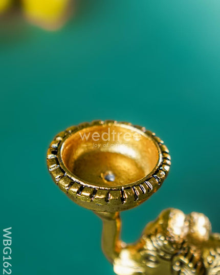 White Metal Elephant with Diya - WBG1624