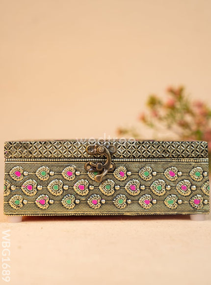 Wooden Dry fruit Box with Peacock Design - 7X5 inch - WBG1689