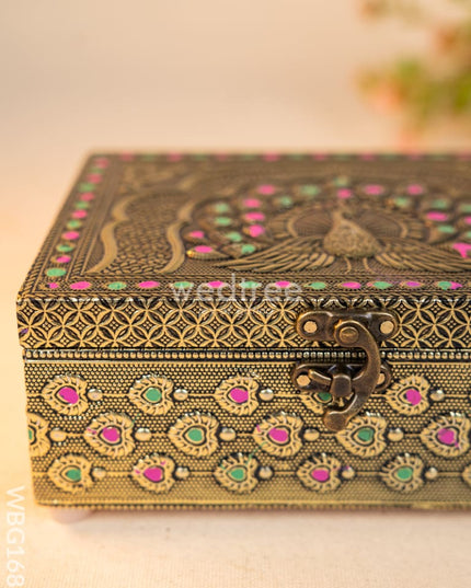 Wooden Dry fruit Box with Peacock Design - 7X5 inch - WBG1689