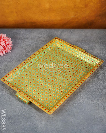 Wooden Tray with Meenakari Design - WL3885