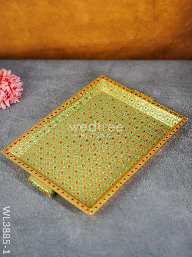 Wooden Tray with Meenakari Design - WL3885