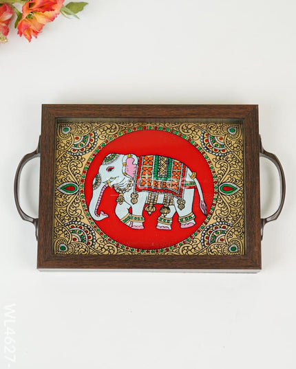 Wooden Tray with Reverse Acrylic Painting - WL4627