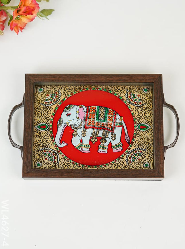 Wooden Tray with Reverse Acrylic Painting - WL4627