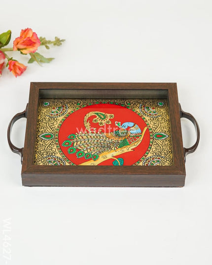 Wooden Tray with Reverse Acrylic Painting - WL4627