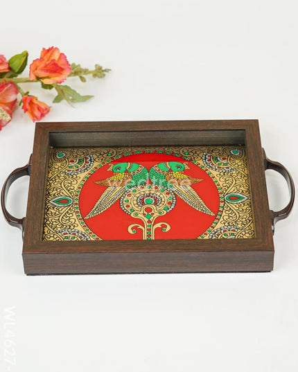 Wooden Tray with Reverse Acrylic Painting - WL4627