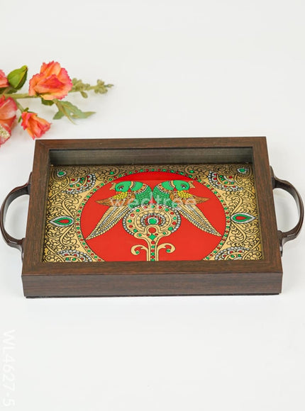 Wooden Tray with Reverse Acrylic Painting - WL4627