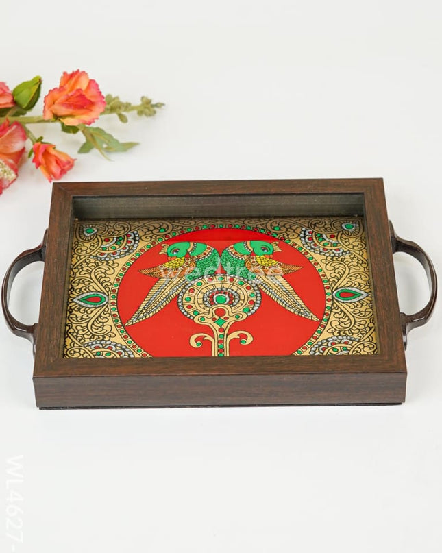 Wooden Tray with Reverse Acrylic Painting - WL4627