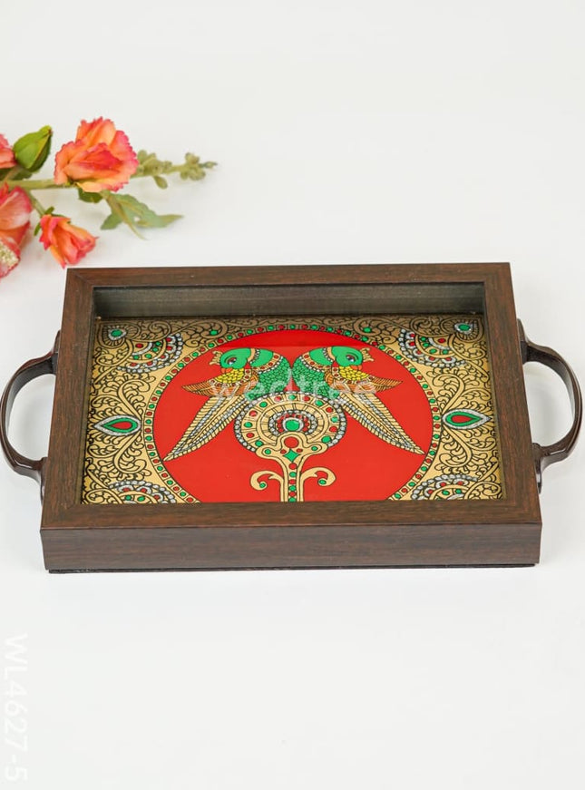 Wooden Tray with Reverse Acrylic Painting - WL4627