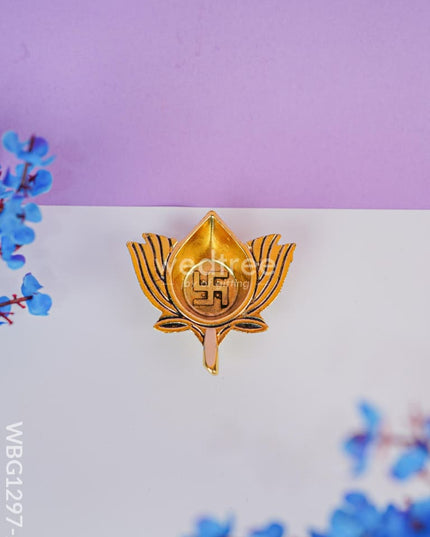 Zinc Alloy Lotus Diya with Swastik - WBG1297